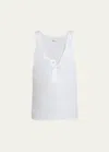 Saint Laurent Scoop-neck Cotton Tank Top In White