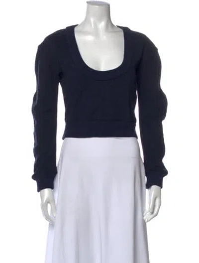 Pre-owned Saint Laurent Scoop Neck Long Sleeve Sweatshirt In Blue