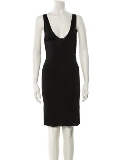 Pre-owned Saint Laurent Scoop Neck Midi Length Dress In Black