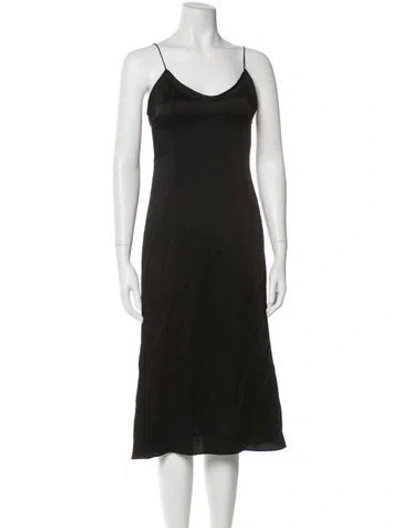 Pre-owned Saint Laurent Scoop Neck Midi Length Dress In Black