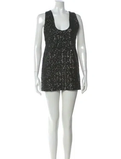 Pre-owned Saint Laurent Scoop Neck Mini Dress In Black
