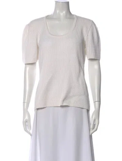 Pre-owned Saint Laurent Scoop Neck Short Sleeve Top In Gray