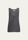 Saint Laurent Scoop-neck Silk Tank Top In Medium Blue