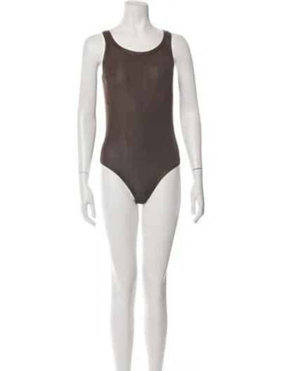 Pre-owned Saint Laurent Scoop Neck Sleeveless Bodysuit In Brown