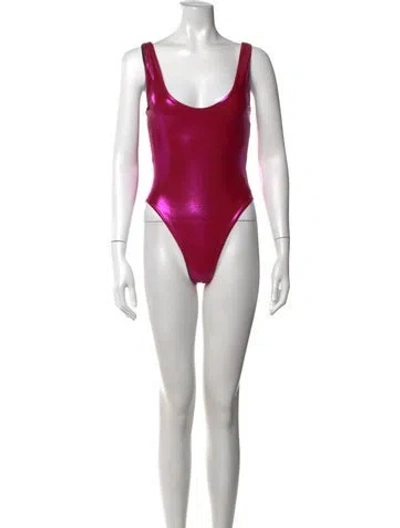 Pre-owned Saint Laurent Scoop Neck Sleeveless Bodysuit In Metallic/red