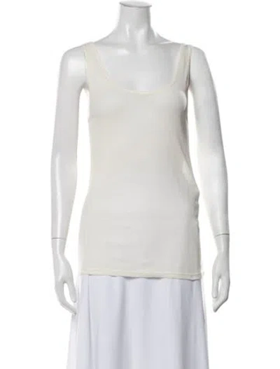 Pre-owned Saint Laurent Scoop Neck Sleeveless Top W/ Tags In Neutrals
