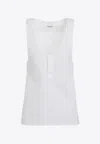 Saint Laurent Henley Tank Top In White
