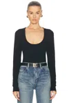 Saint Laurent Scoop Neck Sweater In Noir