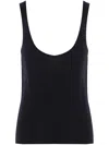 Saint Laurent Black Semi-transparent Tank Top In Black