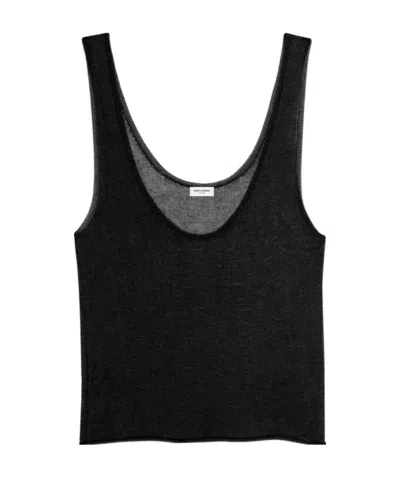 Saint Laurent Scoop-neck Tank Top In Black