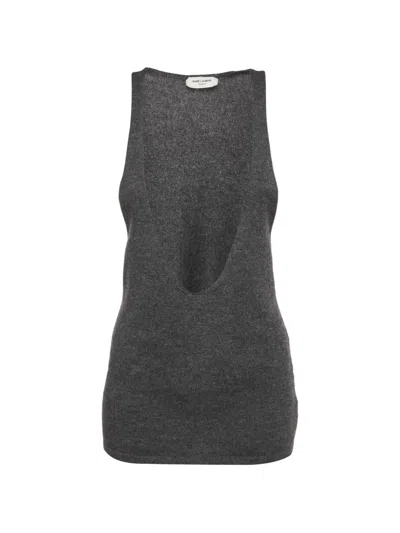 Pre-owned Saint Laurent Scoop Neck Tank Top In Gray