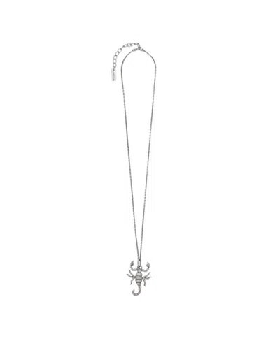 Saint Laurent Scorpion-pendant Necklace In Gray