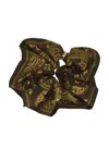 Saint Laurent Scrunchie In Olive & Multicolor