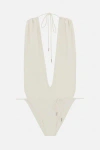 Saint Laurent Nylon Blend One Piece Swimsuit In White