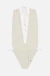 Saint Laurent Nylon Blend One Piece Swimsuit In White
