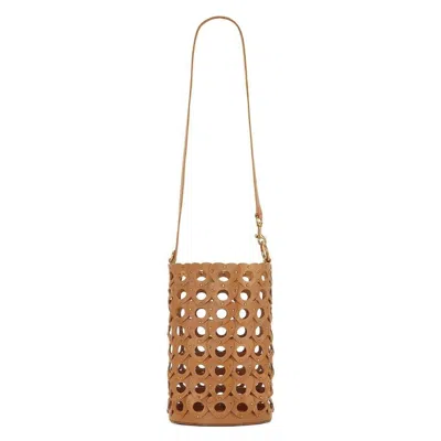 Saint Laurent Seau Leather Bucket Bag In Brown