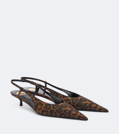 Saint Laurent Secret Leopard-print Slingback Pumps In Multicoloured