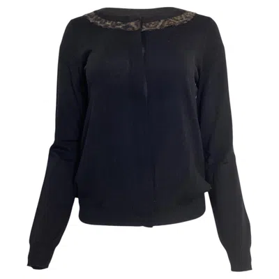 Pre-owned Saint Laurent Secured Button Cardigan In Black Wool