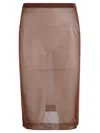Saint Laurent Sheer Silk Knitted Pencil Skirt Clothing In Chocolate