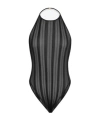 Saint Laurent Semi-sheer Backless Bodysuit In Black
