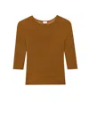 Saint Laurent Semi-sheer Certified Viscose Knitted Top In Brown