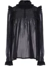Saint Laurent Semi-sheer Crepe Blouse In 黑色