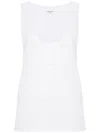 Saint Laurent Semi-sheer Henley Tank Top In Weiss