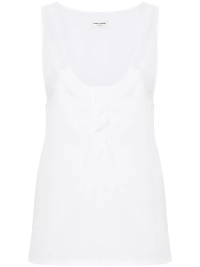 Saint Laurent Semi-transparentes Henley-tanktop In Multicolor
