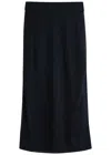 Saint Laurent Semi-sheer Knitted Midi Skirt In Navy