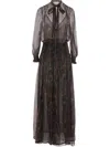 Saint Laurent Semi-sheer Lavallière Maxi Dress In Lurex Paisley