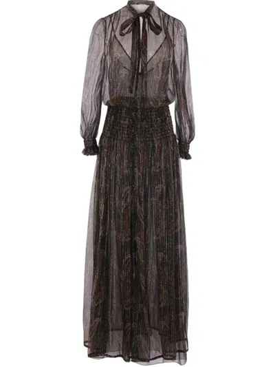 SAINT LAURENT SAINT LAURENT SEMI-SHEER LAVALLIÈRE MAXI DRESS IN LUREX PAISLEY CLOTHING