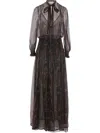 Saint Laurent Long Lavallière Dress In Multicolour