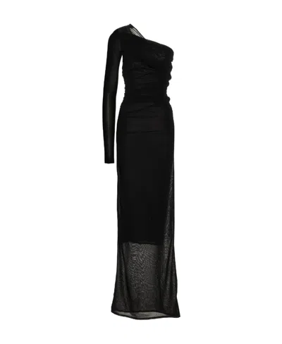 SAINT LAURENT SAINT LAURENT ONE-SHOULDER DRAPED MAXI DRESS