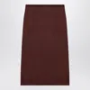 Saint Laurent Semi-transparent Midi Skirt In Brown