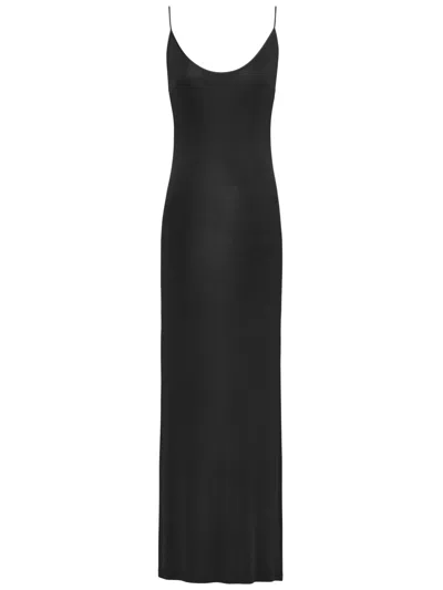 Saint Laurent Semi-sheer Backless Maxi Dress With Cassandre Chain Detail In Black