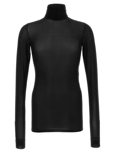 Saint Laurent Semi-transparent Turtleneck Sweater In Black