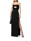 Saint Laurent Strapless Cutout Sequined Crepe Gown In Black