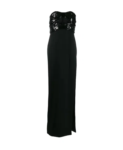 Saint Laurent Sequin-embellished Evening Gown In Black