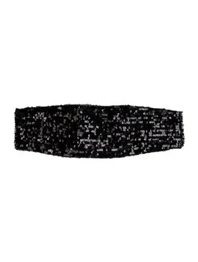 Pre-owned Saint Laurent Sequin Embellished Headband In Black