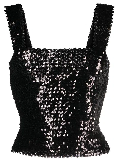 Saint Laurent Sequin Embellished Top In Schwarz