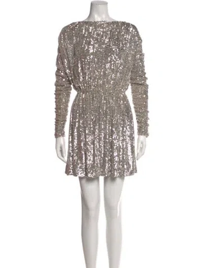 Pre-owned Saint Laurent Sequin Mini Dress In Silver