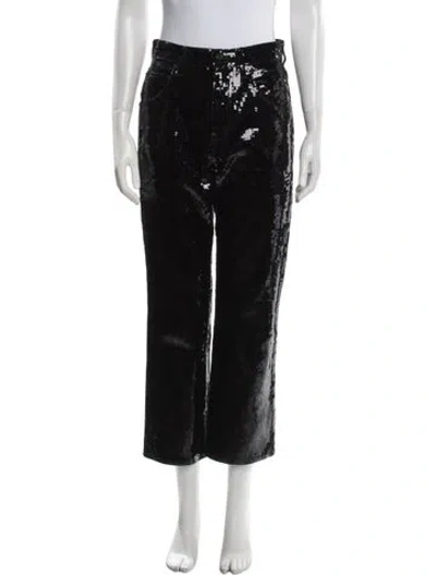 Pre-owned Saint Laurent Sequin Wide Leg Pants In Black