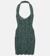 Saint Laurent Sequined Mesh Minidress In Multicoloured