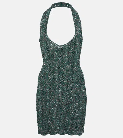 Saint Laurent Sequined Mesh Minidress In Multicoloured