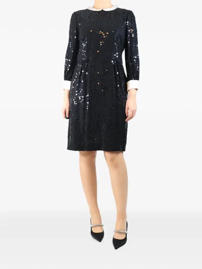 Pre-owned Saint Laurent Sequin-embellished Mini Dress In Black