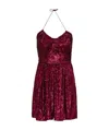Saint Laurent Sequinned Pleated Mini Dress In Brown