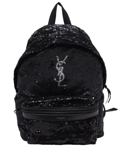 Saint Laurent Sequins City Backpack (authentic Pre-loved) In Black