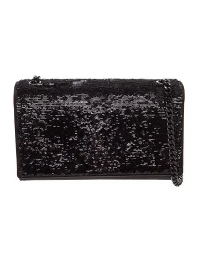 Pre-owned Saint Laurent Sequins Clutch In Black