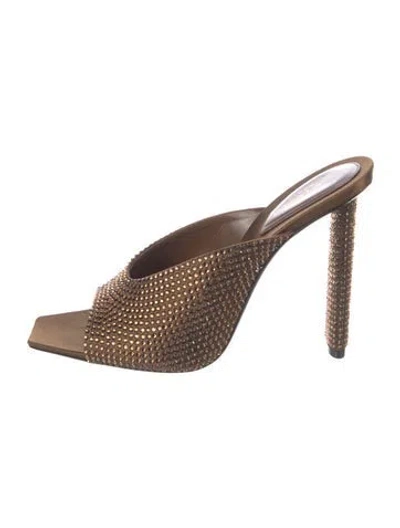 Pre-owned Saint Laurent Sequins Slides In Brown