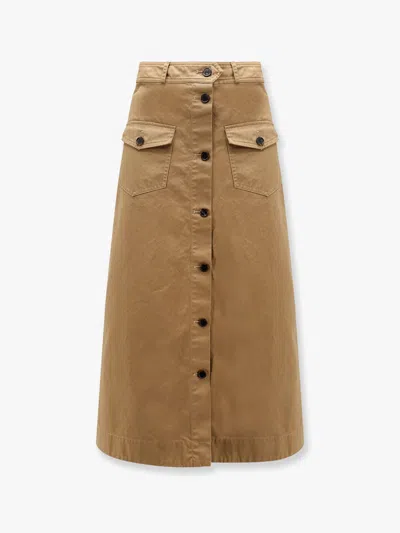 SAINT LAURENT SERGE COTTON MIDI SKIRT